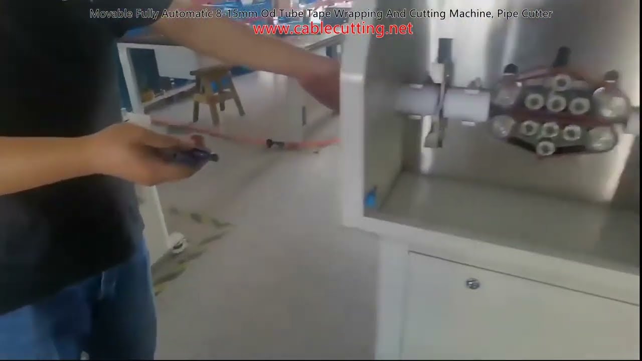 Movable Fully Automatic 8-15mm OD Tube Tape Wrapping and Cutting Machine | Pipe Cutter