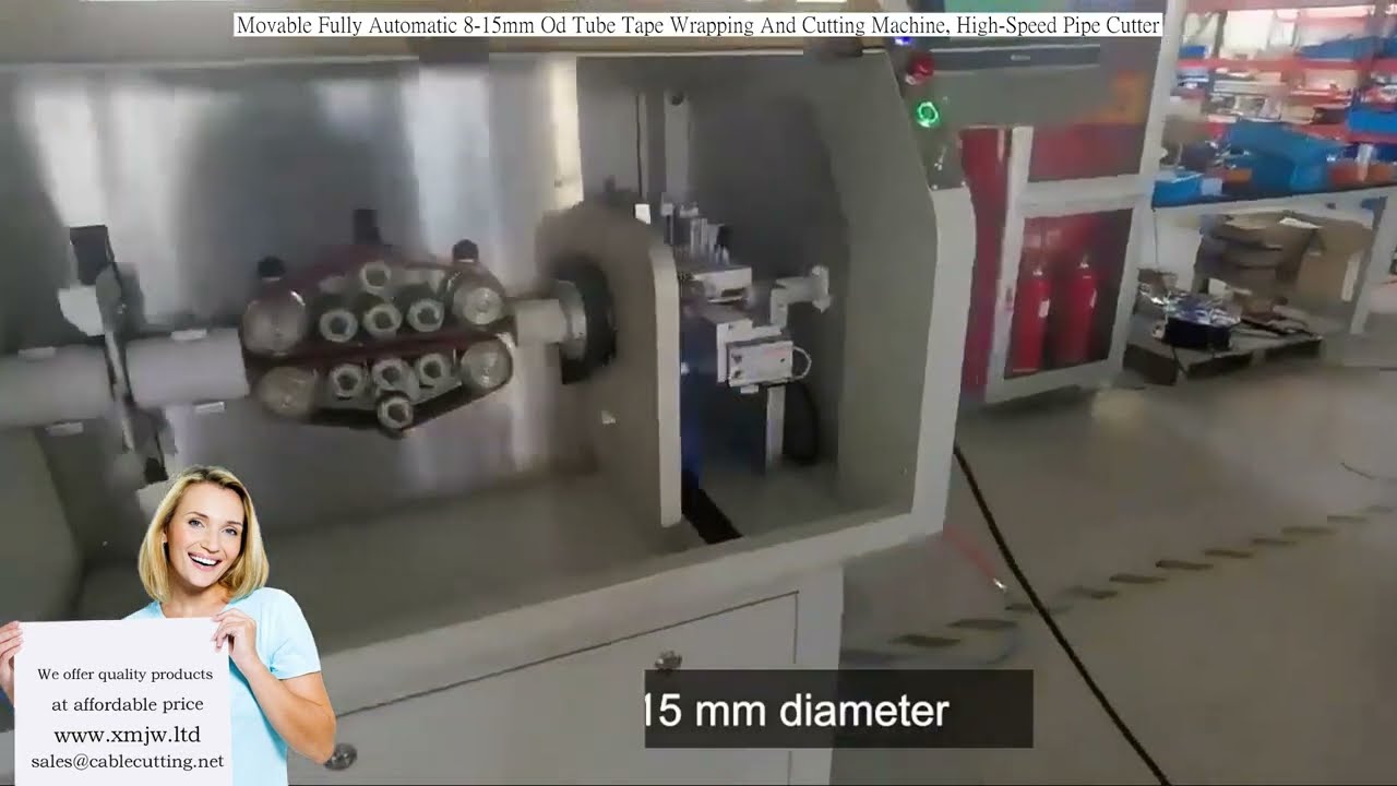 Movable Fully Automatic 8-15mm OD Tube Tape Wrapping and Cutting Machine, High-Speed Pipe Cutter