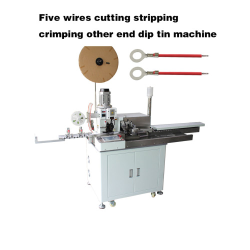 Five Wires Cutting, Stripping, Crimping & Tinning Machine